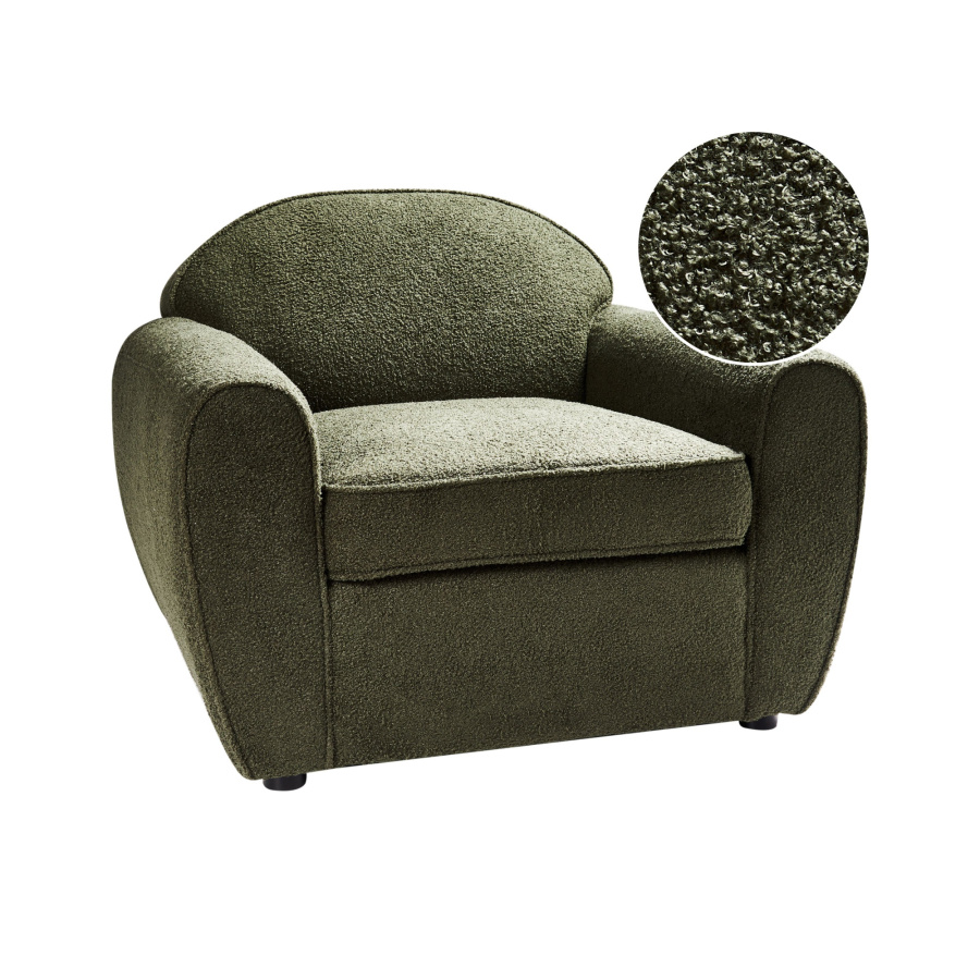 Фото - Диван BLmeble Fotel ELLEDE Boucle Ciemnozielony B590491