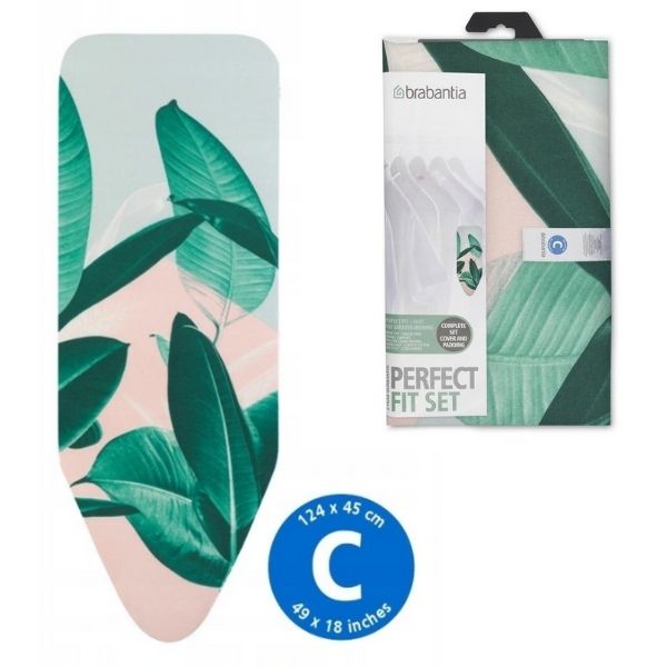 Zestaw PerfectFit Pokrowiec na deskę do prasowania rozm. C Tropical Leaves Brabantia - tytuł obrazka Zestaw PerfectFit Pokrowiec na deskę do prasowania rozm. C Tropical Leaves Brabantia