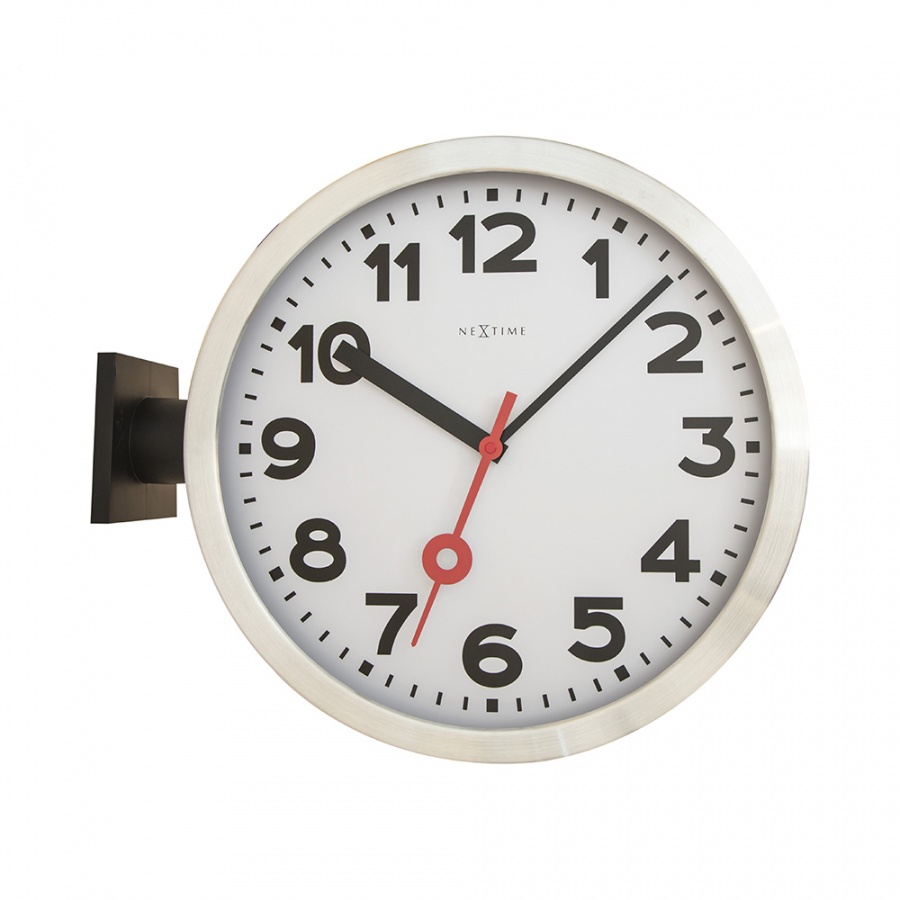 Фото - Настінний годинник NeXtime Zegar ścienny 44,5x38 cm  Station Double biały 