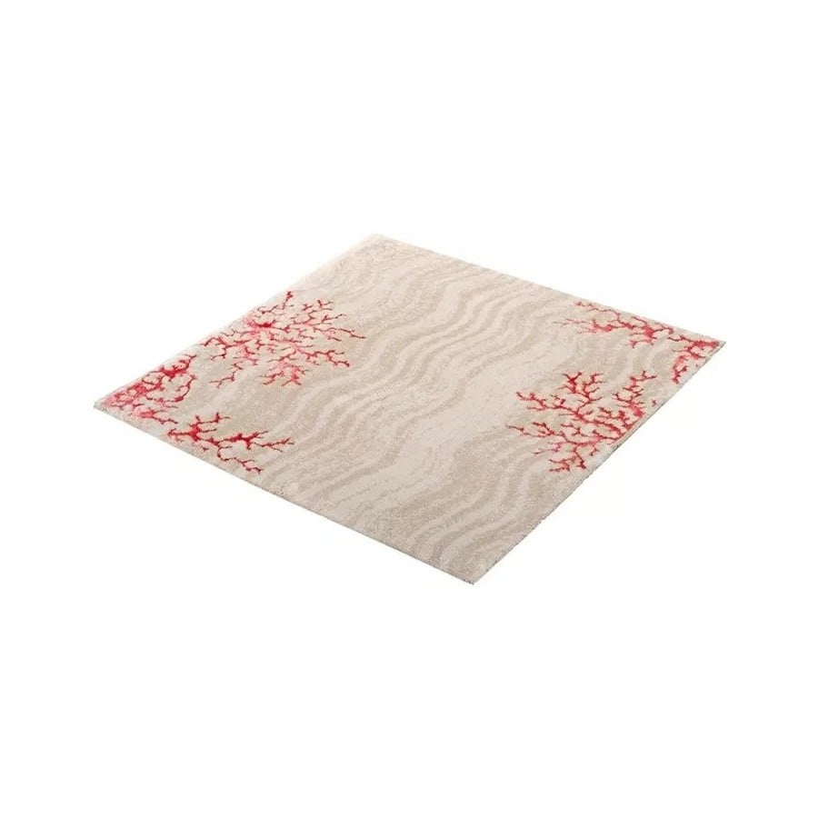 Kleine wolke coral tkany dywanik łazienkowy 60x60 cm beż połysk eco living bawełna/wiskoza