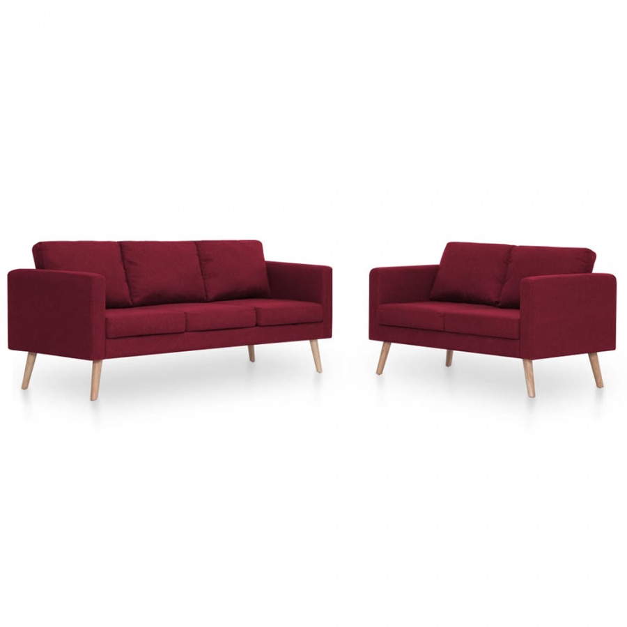 Zdjęcia - Sofa VIDA Zestaw 2 sof tapicerowanych tkaniną kolor czerwonego wina 