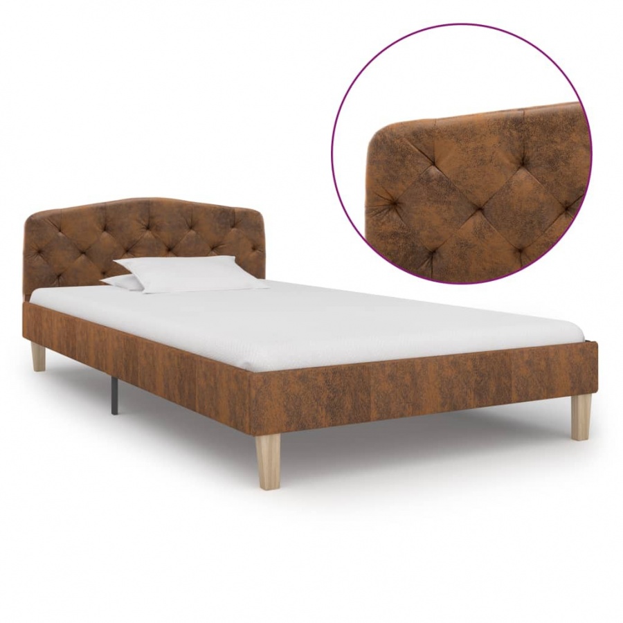 Фото - Каркас для ліжка VIDA Rama łóżka, brązowa, sztuczna skóra zamszowa, 90 x 200 cm 