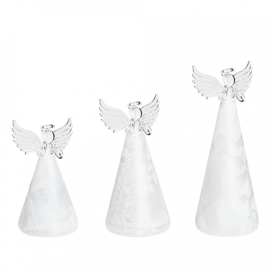 Фото - Статуетка / свічник BLmeble Zestaw 3 figurek LED aniołów biały KITTILA 