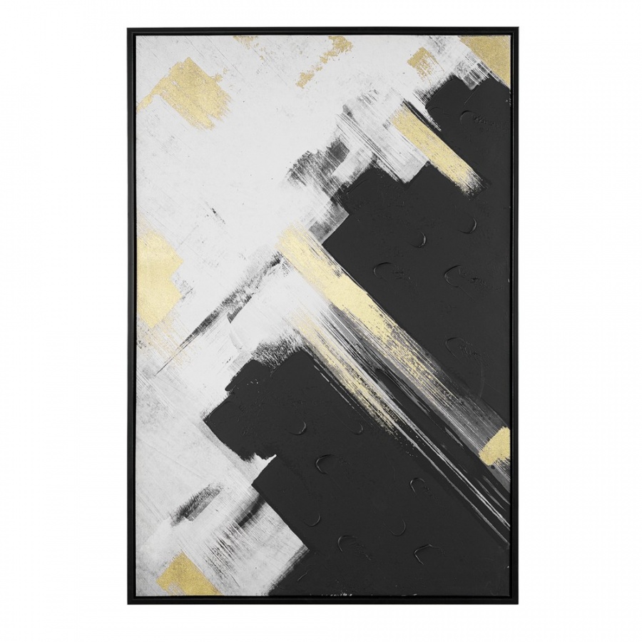 Zdjęcia - Obraz BLmeble  na płótnie w ramie 63 x 93 cm czarno-biały SORA 