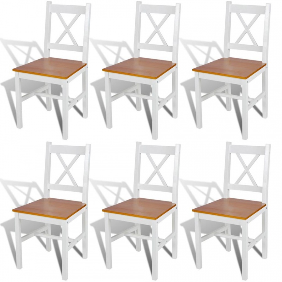 Фото - Стілець VIDA Krzesła do kuchni 6 szt. drewniane kolor biały i naturalny 