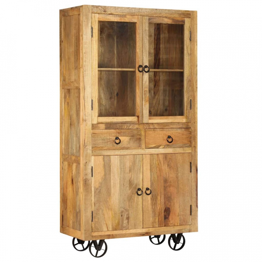 Kredens z litego drewna mango, 95 x 45 x 185 cm - tytuł obrazka Kredens z litego drewna mango, 95 x 45 x 185 cm