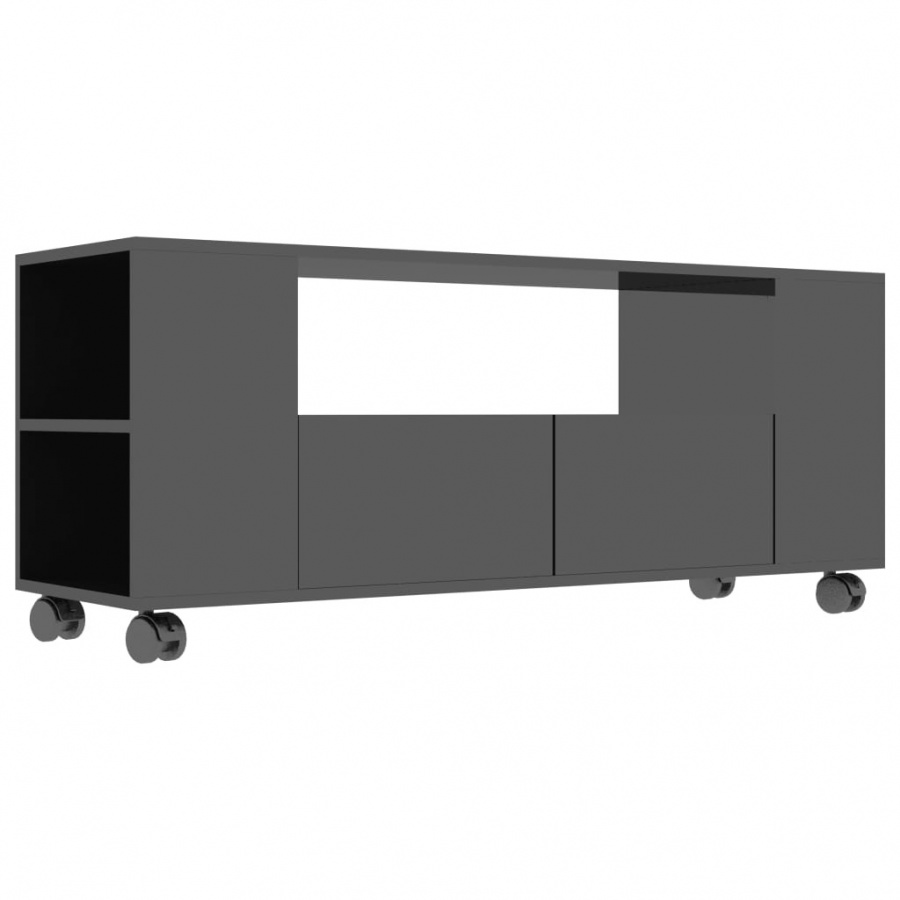 Szafka pod TV, wysoki po艂ysk, czarna, 120x35x43cm, p艂yta wi贸rowa