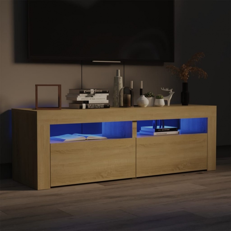 Zdjęcia - Szafka / uchwyt VIDA Szafka pod tv z oświetleniem led, dąb sonoma, 120x35x40 cm V-804358 