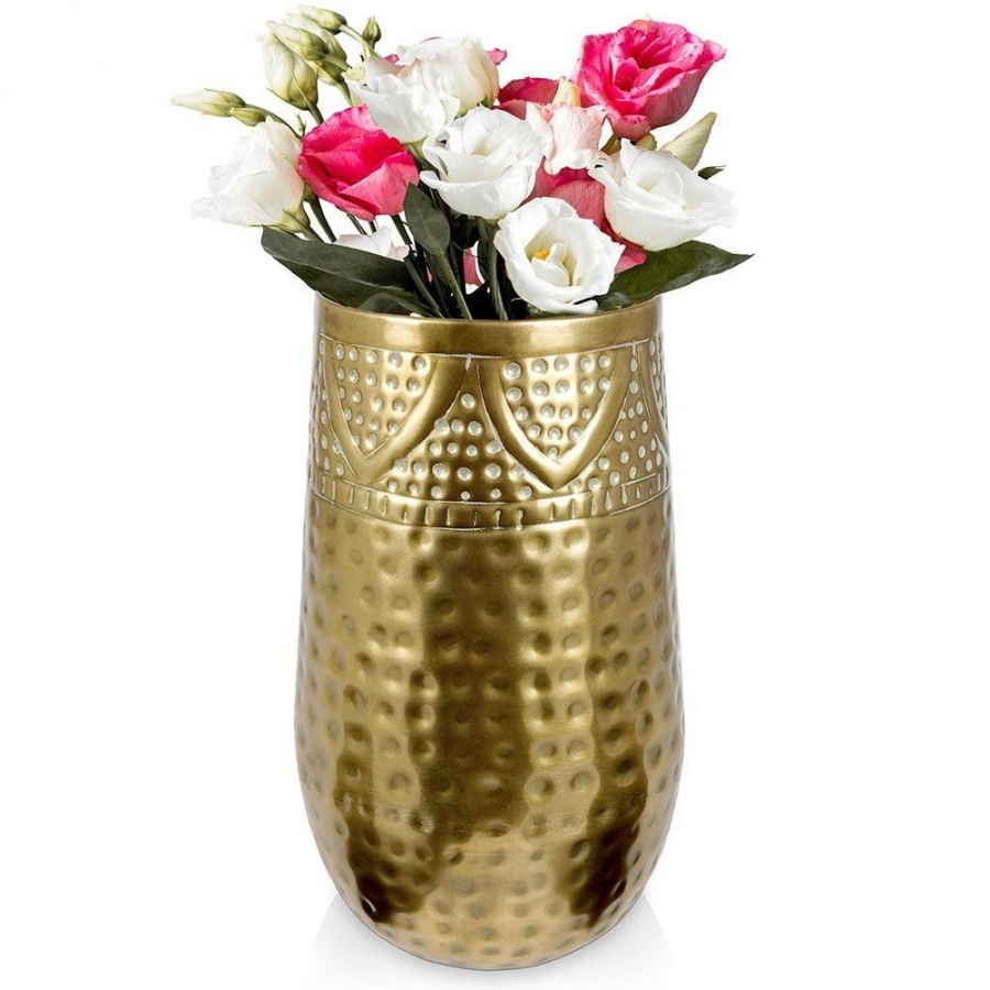 Фото - Інший садовий інструмент Vilde Wazon na kwiaty dekoracyjny metalowy złoty 18x30 cm