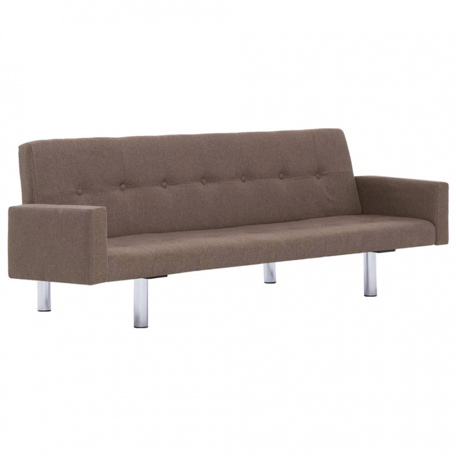 Sofa rozkładana z podłokietnikami brązowa poliester 1 Sofa rozkładana z podłokietnikami brązowa poliester