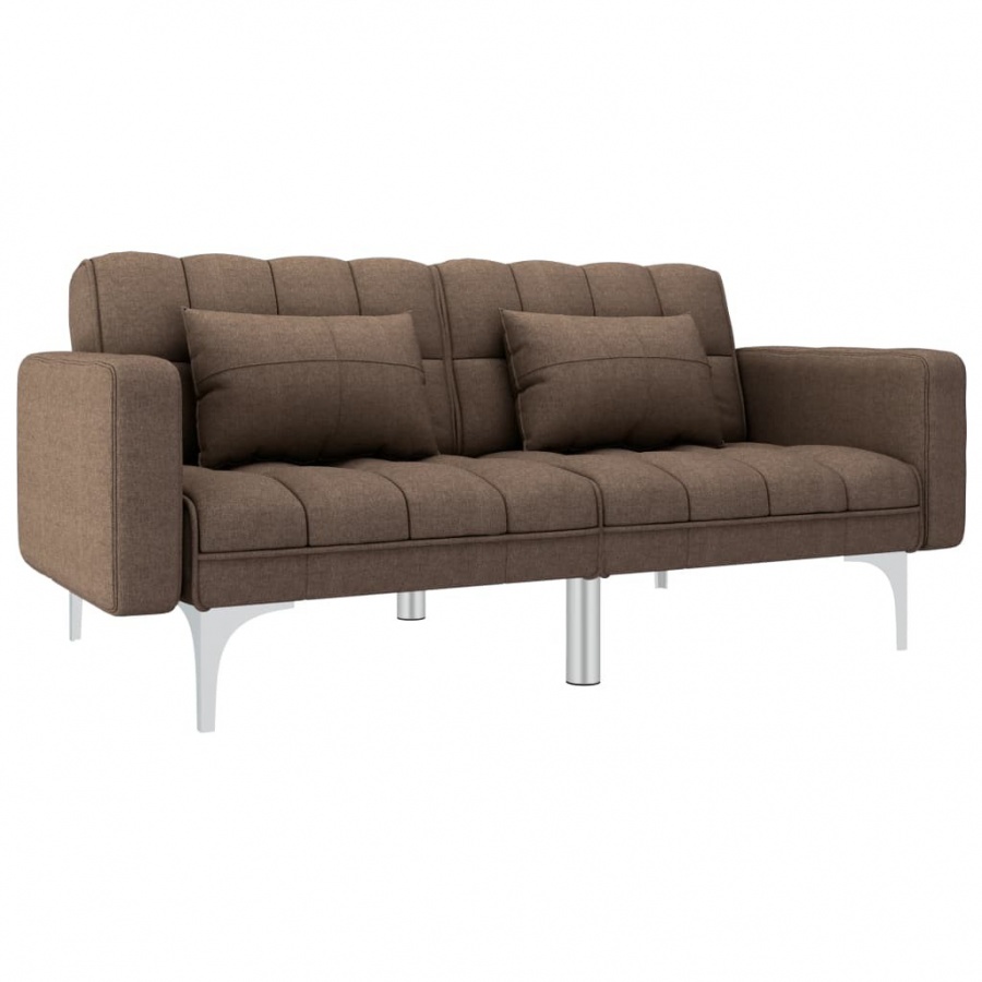 Sofa rozkładana, brązowa, tapicerowana tkaniną 1 Sofa rozkładana, brązowa, tapicerowana tkaniną