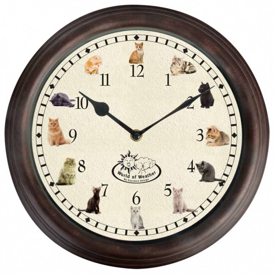 Фото - Настінний годинник VIDA Esschert Design Zegar z dźwiękami kotów 