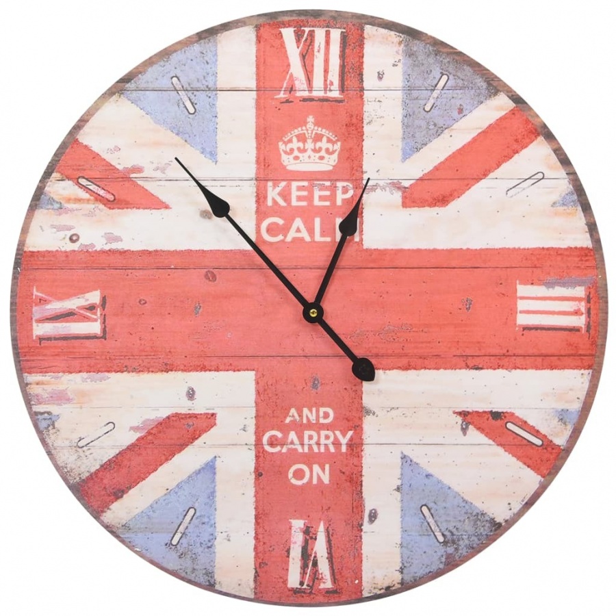 Zdjęcia - Zegar ścienny VIDA  w stylu vintage, z flagą UK, 60 cm 