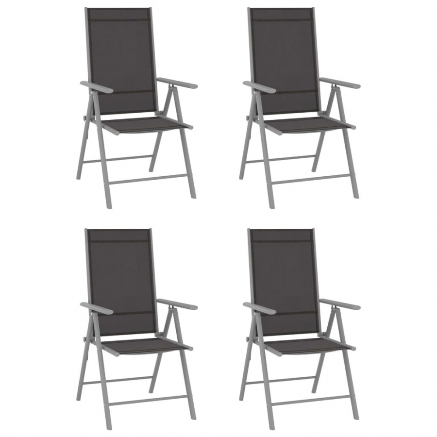 Фото - Садові меблі VIDA Składane krzesła ogrodowe, 4 szt., tkanina textilene, czarne 