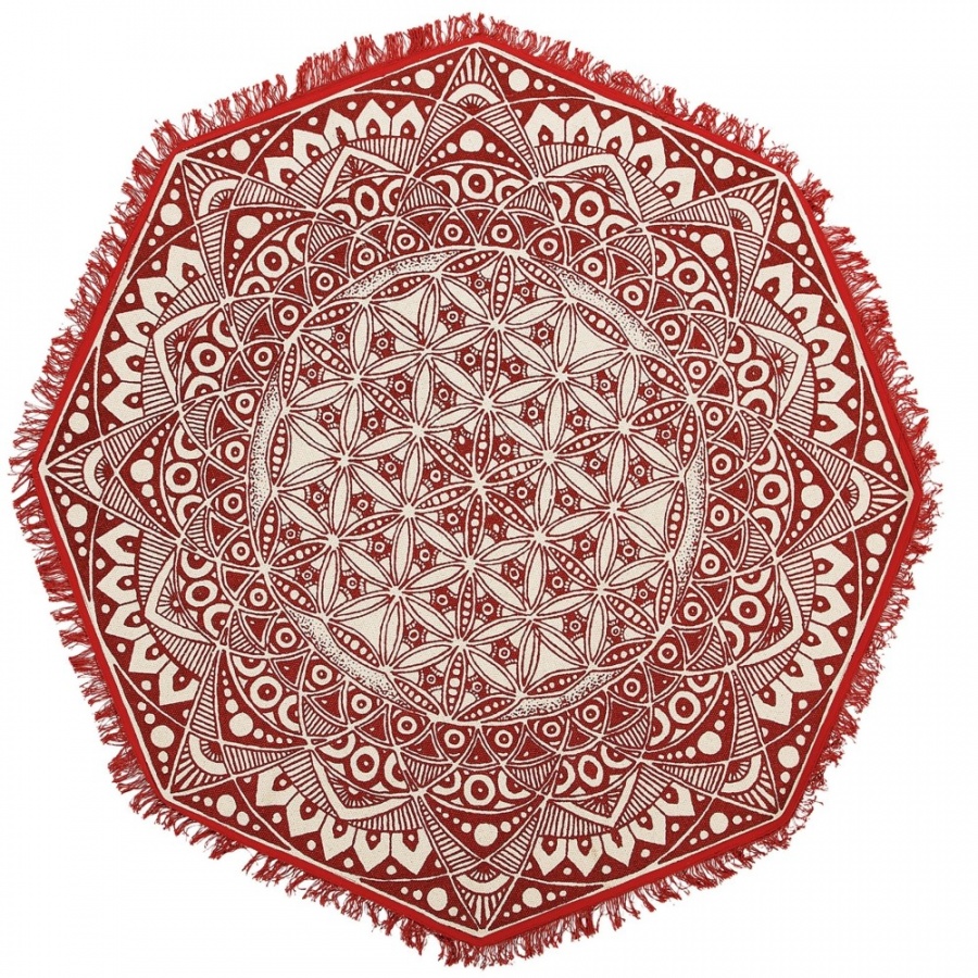 Zdjęcia - Dywan BLmeble  okrągły orientalny nadruk ø 120 cm czerwono-kremowy MEZITILI 