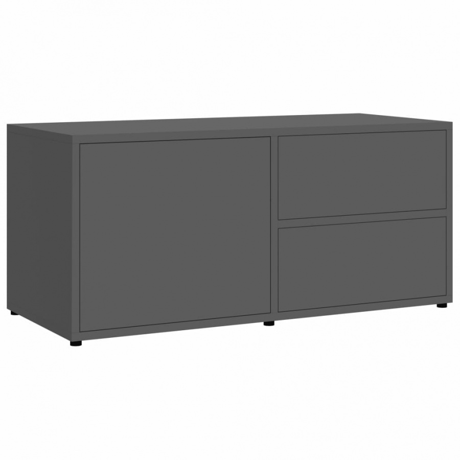 Szafka pod TV, szara, wysoki połysk, 80x34x36 cm, płyta wiórowa - tytuł obrazka Szafka pod TV, szara, wysoki połysk, 80x34x36 cm, płyta wiórowa