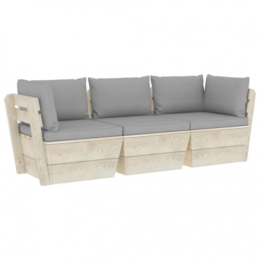 Фото - Садові меблі VIDA Ogrodowa sofa 3-osobowa z palet, z poduszkami, drewno świerkowe V-3063397 