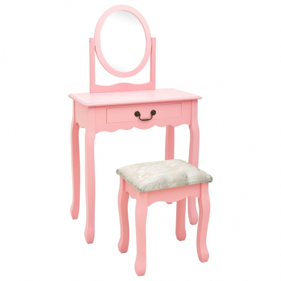 Фото - Трюмо VIDA Toaletka ze stołkiem, różowa, 65x36x128 cm, drewno paulowni MDF 