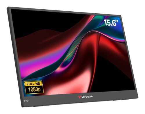 Verbatim Portable 15.6" FHD Monitor LIGHT Przenośny monitor Czarny 39,6 cm (15.6") LCD 1920 x 1080 px