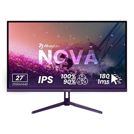 Arozzi | Nova | 27 " | IPS | QHD | 16:9 | 180 Hz | 1 ms | 2560 x 1440 pixels | 350 cd/m2 | HDMI ports quantity 2 | Purpl...
