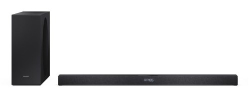 Sharp 2.1-kanałowy ultracienki Dolby Atmos/DTS Virtual: X Soundbar z bezprzewodowym subwooferem HT-SBW320 360 W Łączność...