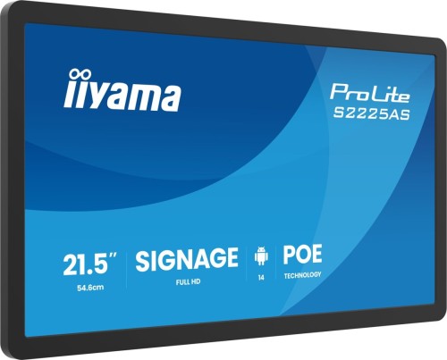 iiyama ProLite S2225AS-B1P Płaski panel Digital Signage 54,6 cm (21.5") LCD Wi-Fi 500 cd/m2 Full HD Czarny Procesor wbud...
