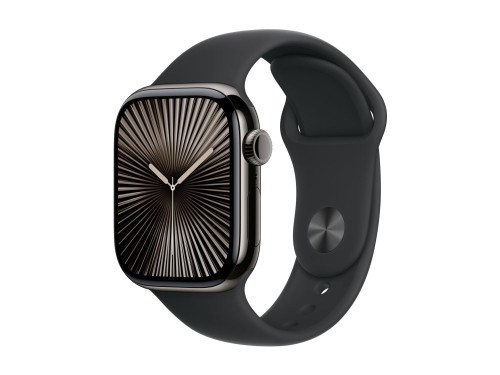 Zegarek Apple Watch Series 10 GPS + Cellular 42mm Slate Titanium Case z Czarną Sportową Opaską - M/L