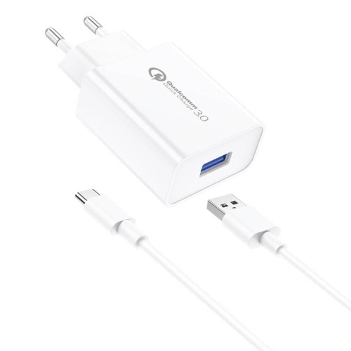 Фото - Зарядний пристрій Foneng Ładowarka sieciowa  EU13 + kabel USB do USB-C, 3A  (biała)