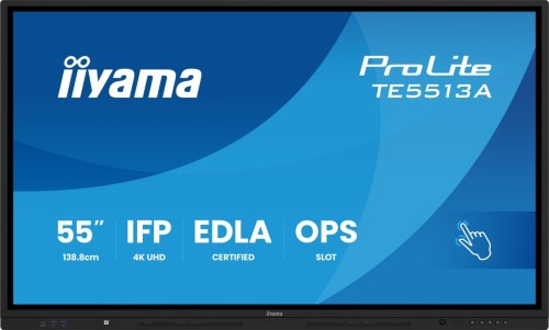iiyama TE5513A-B2AG signage display Interaktywny płaski panel 138,7 cm (54.6") Wi-Fi 500 cd/m2 4K Ultra HD Czarny Ekran...