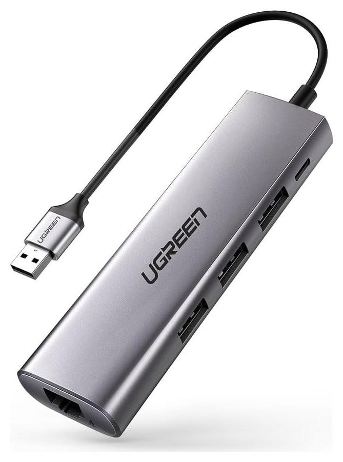 Ugreen CM266 5w1 USB, 3x USB 3.0, micro USB, RJ45 szary
