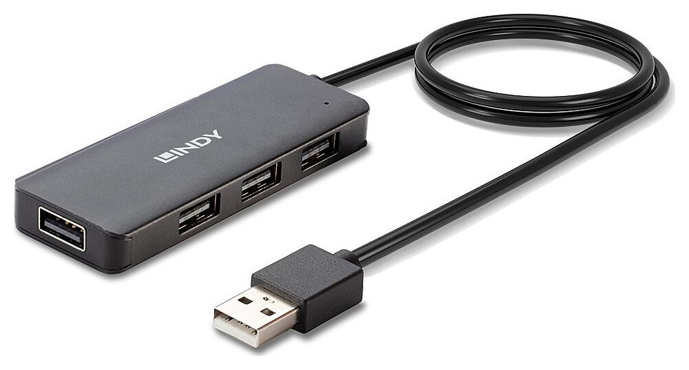 Zdjęcia - Czytnik kart pamięci / hub USB Lindy Hub USB 2.0 4-Portowy czarny USB-LNDY-002 