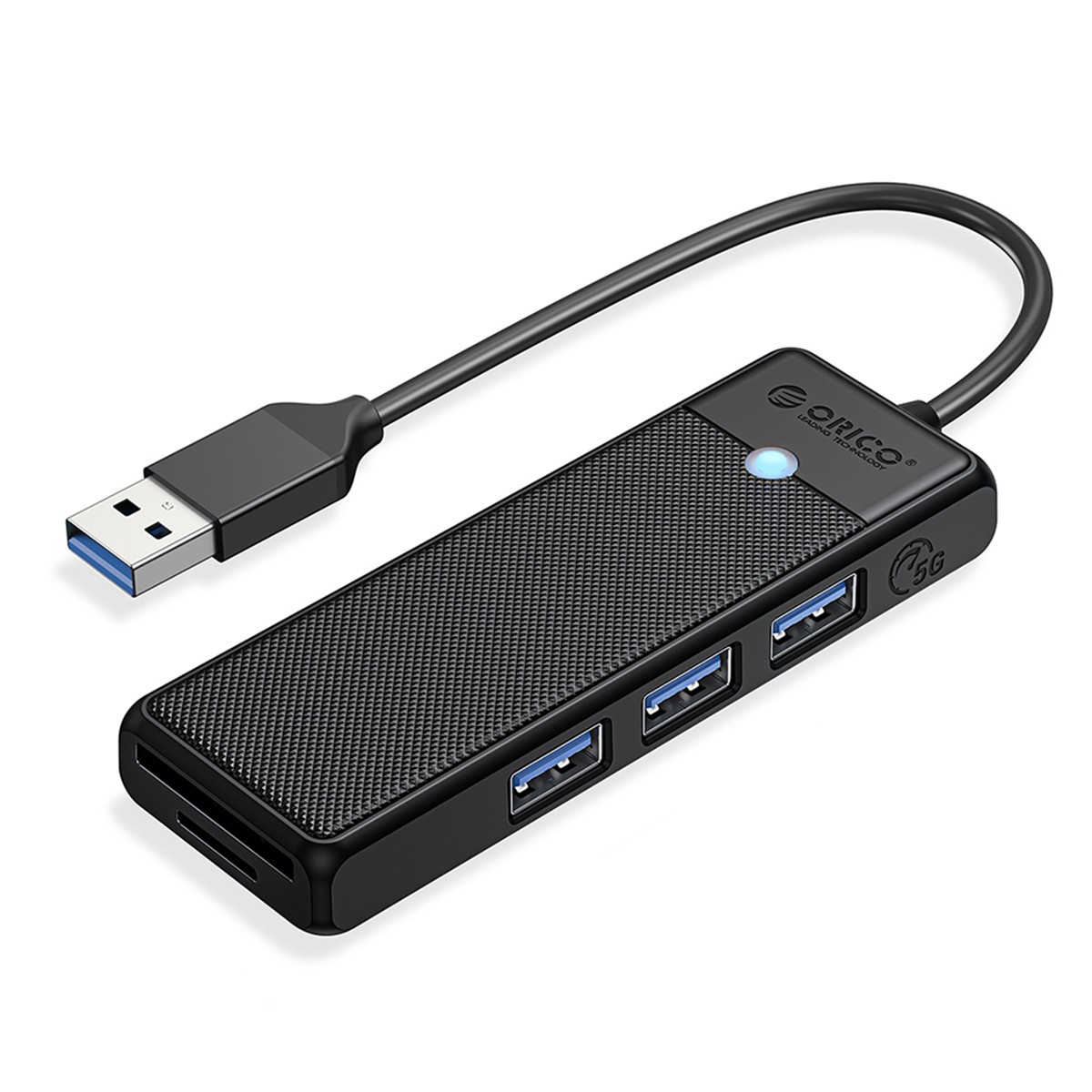 Фото - Кардридер / USB-хаб Orico Hub USB-A 3x USB-A czytnik kart czarny USB-CZ-ORCO-001 