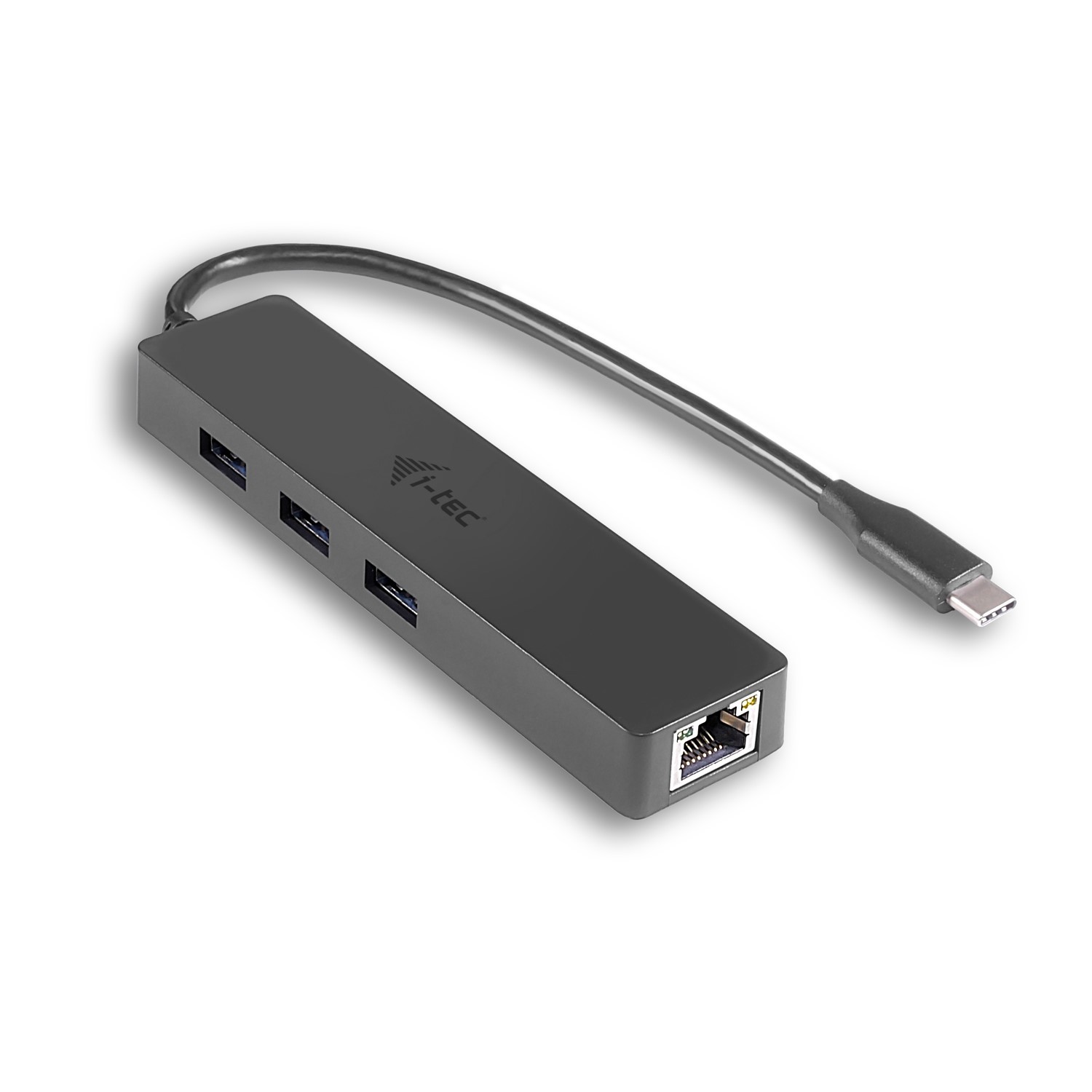 i-tec USB-C Slim HUB 3x USB 3.0 z Adapterem LAN Gigabit Ethernet RJ-45 10/100/1000 Mbps 16cm