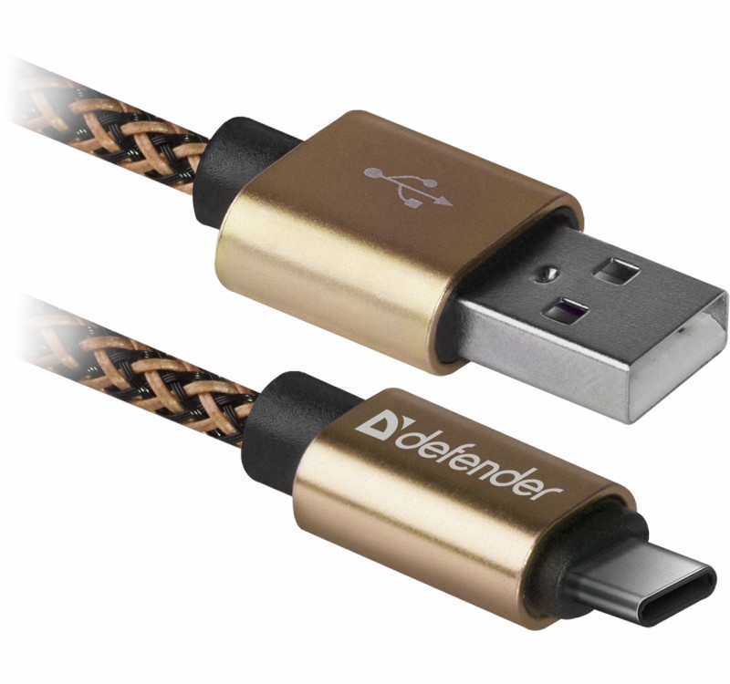 Zdjęcia - Kabel Defender USB AM-TYPE C 1,0m 2.1A Złoty KA-USB-DFND-004 