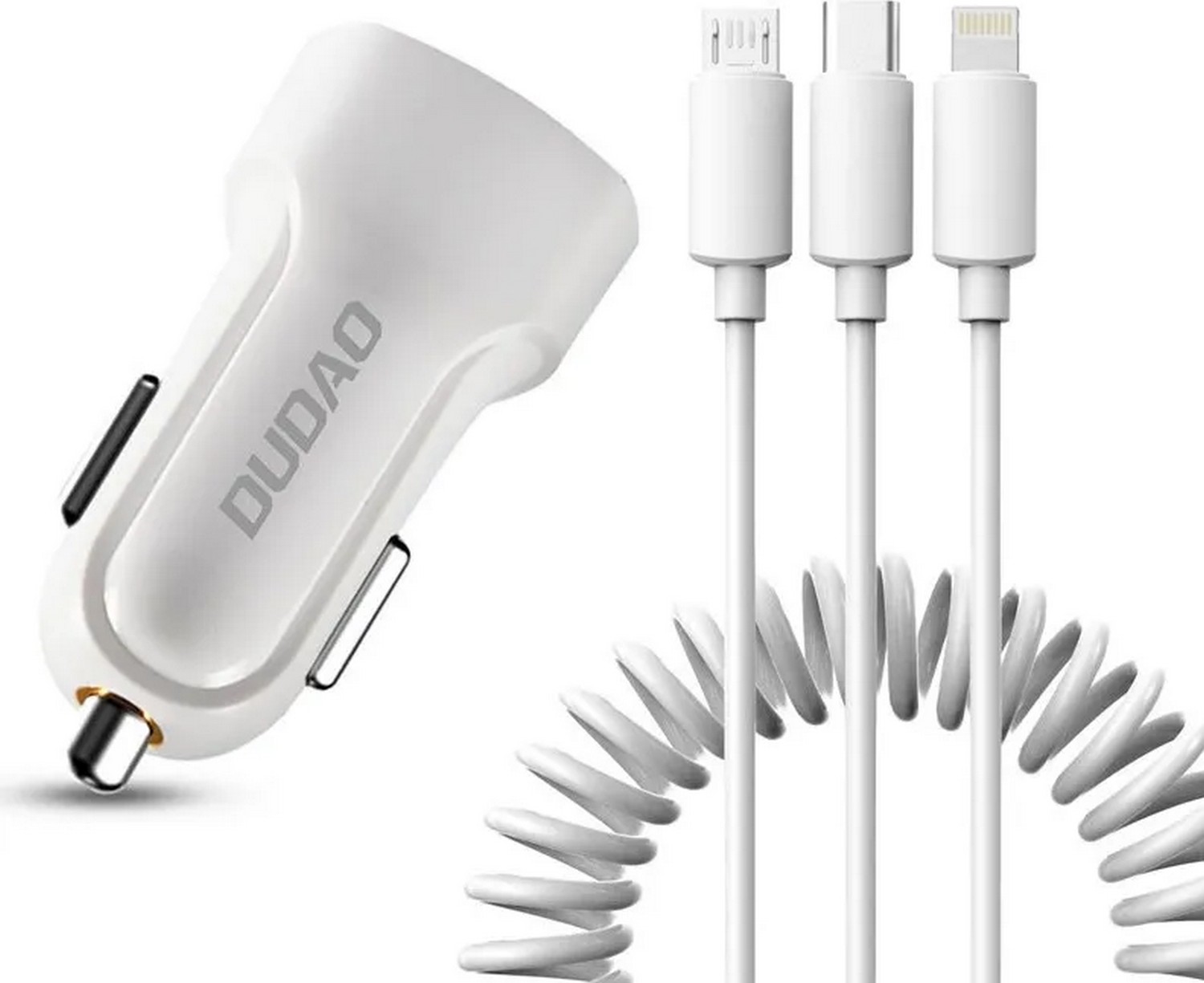 Фото - Зарядний пристрій Dudao R7 2x USB-A + kabel USB-A - Lightning / USB-C / micro USB biały GS-Z 