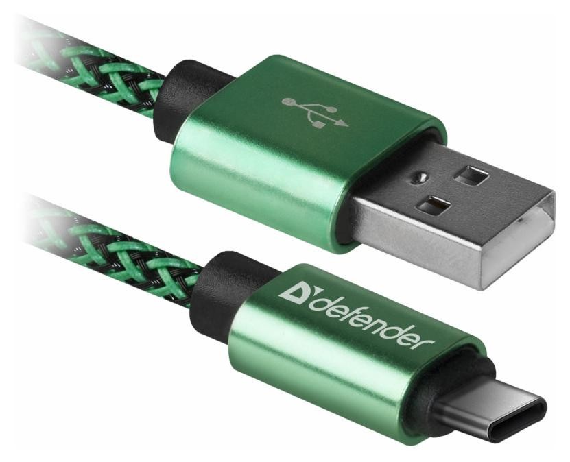 Zdjęcia - Kabel Defender USB AM-TYPE C 1,0m 2.1A Zielony KA-USB-DFND-007 