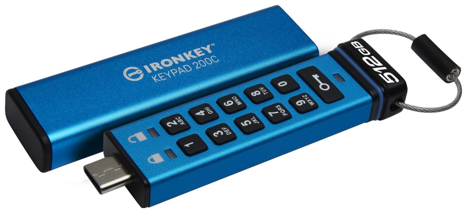 Kingston IronKey Keypad 200 512GB USB-C AES Encrypted