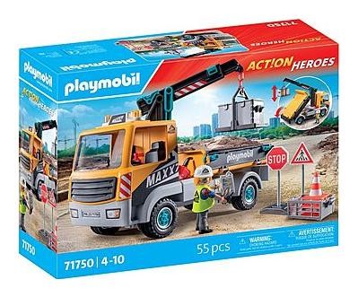 Klocki konstrukcyjne Playmobil Action Heroes 71750 Ciężarówka budowlana z dźwigiem