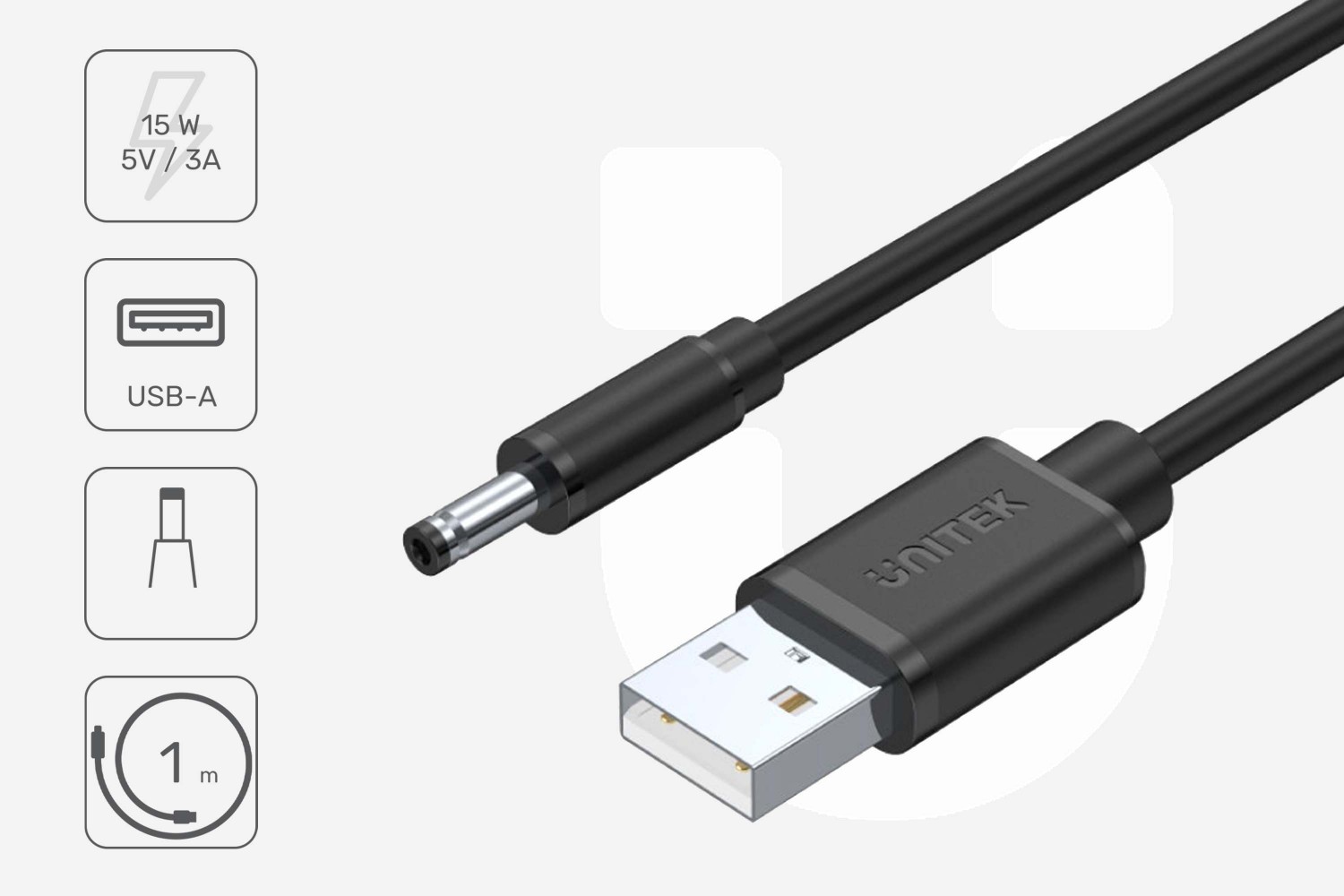 Фото - Кабель Unitek kabel zasilający USB - wtyk DC 3.5/1.35 mm KA-USB-UNI-126 