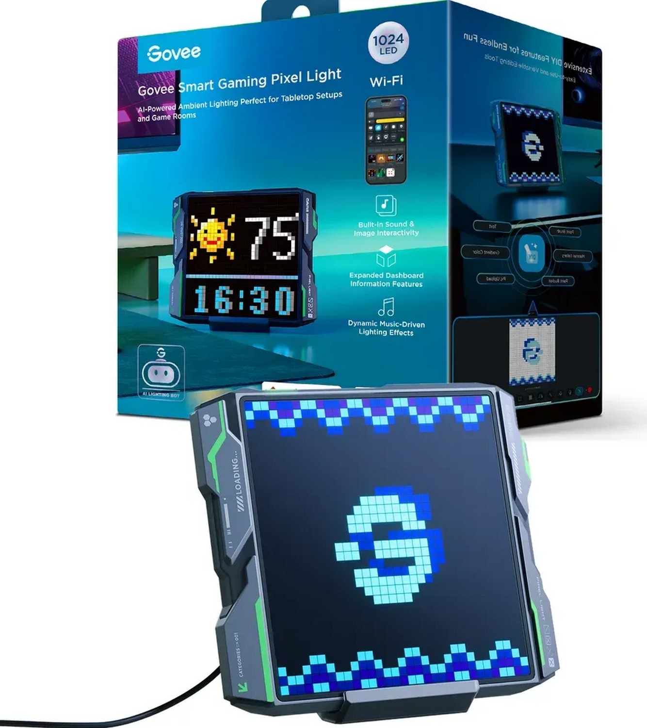 Govee Gaming Pixel Light | Panel LED | 185*150*35mm, 1024 diod LED, 2.4GHz Wi-Fi + Bluetooth
