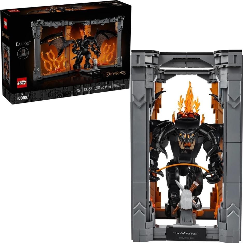Klocki konstrukcyjne LEGO Icons 10367 Władca pierścieni: Book nook z Balrogiem