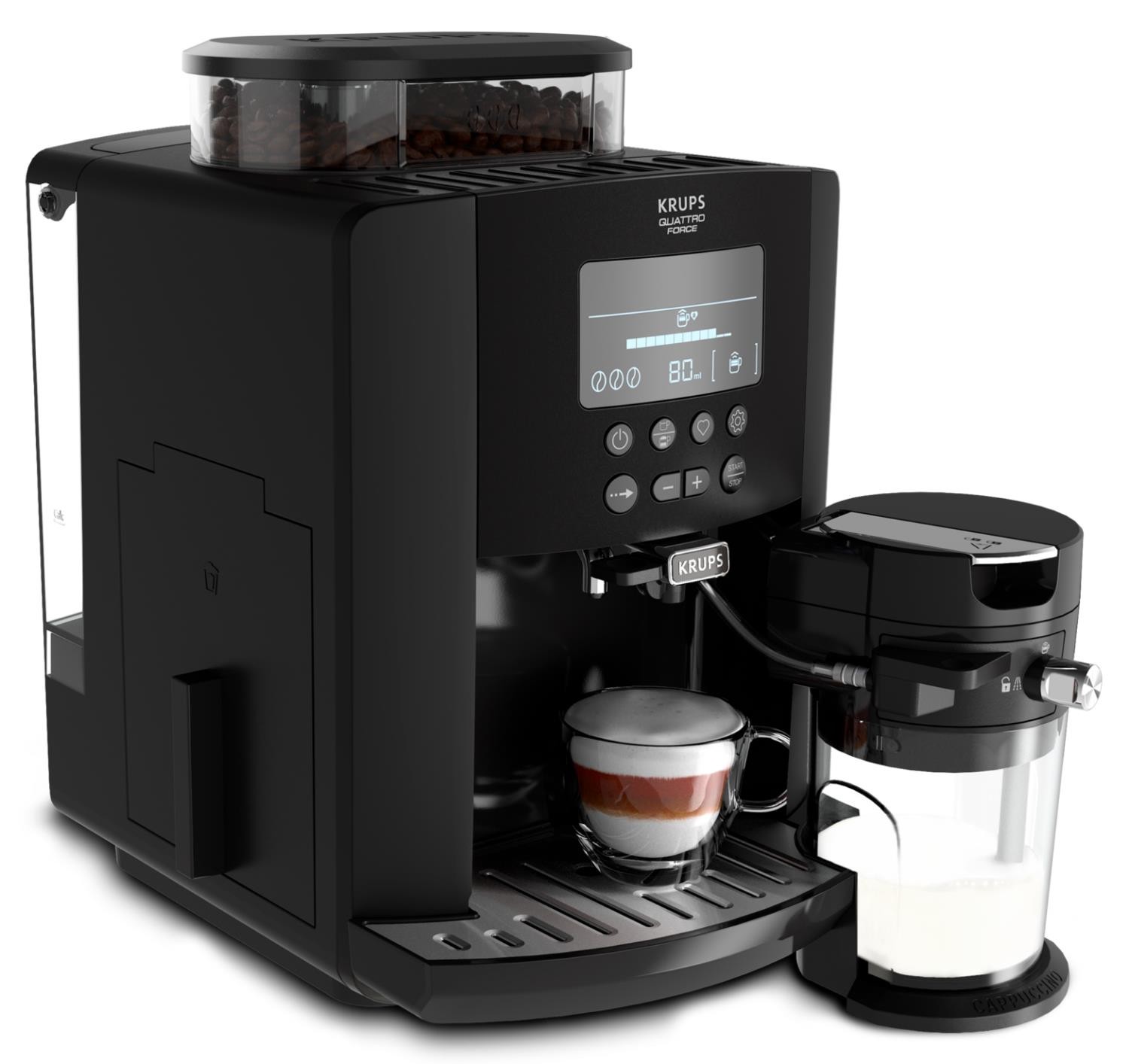 Ciśnieniowy automatyczny Krups EA819N Arabica Latte czarny