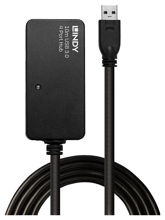 Фото - Кардридер / USB-хаб Lindy Kabel USB 3.0 Active Extension Pro Hub 10m czarny USB-LNDY-030 