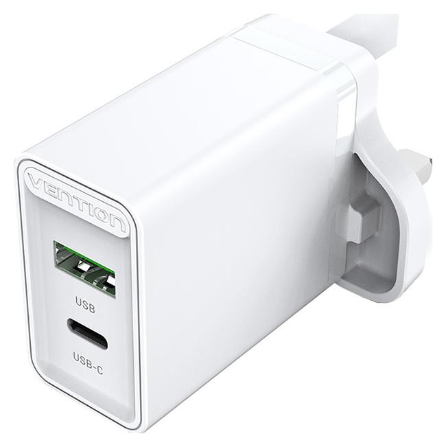 Фото - Зарядний пристрій Vention USB  USB-C (20W) PD3.0, UK biały GS-ZAS-VNTN-0009 (18W)
