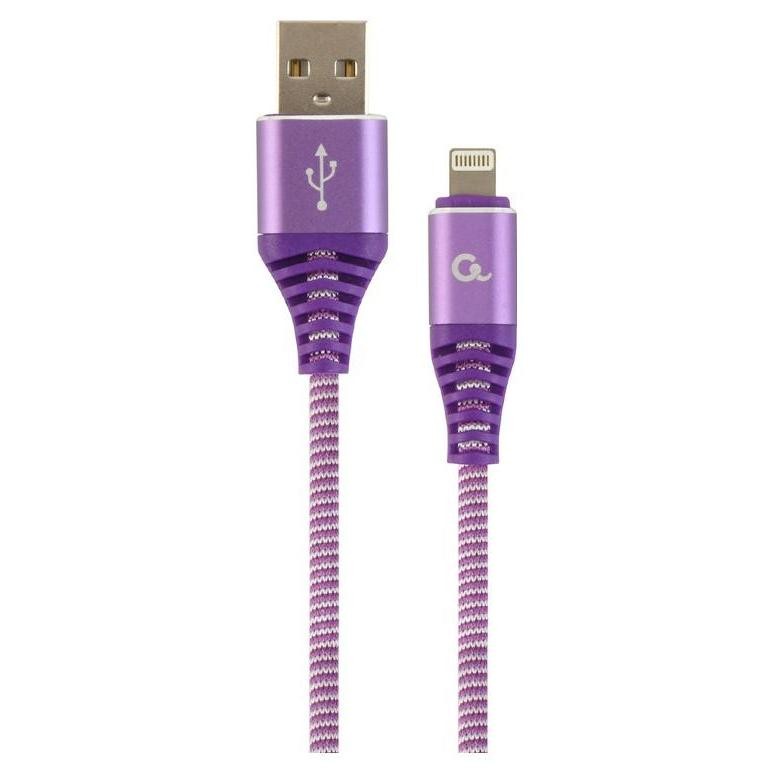 Zdjęcia - Kabel Gembird USB 2.0  oplot tekstylny 1m purpurowo-biały (AM/8-pin lightning M)