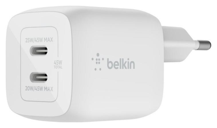 Фото - Зарядний пристрій Belkin WCH011vfWH dual USB-C GaN z PPS 45 W GS-ZAS-BLK-236 