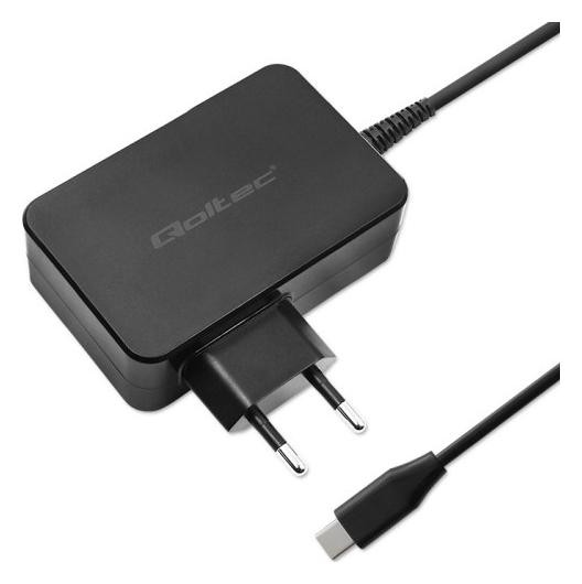 Qoltec GaN POWER PRO | 1xUSB-C | 90W | 5-20V | 3-4.5A | Czarna
