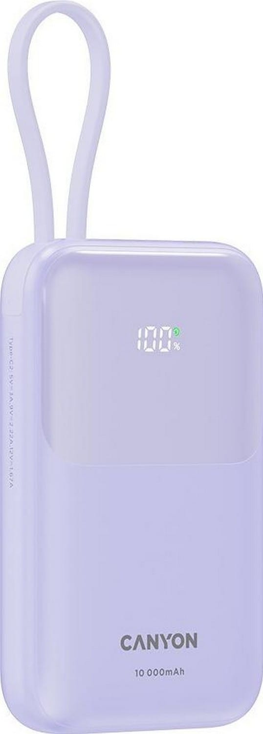 Canyon OnPower 101 z wbudowanym kablem 10000 mAh PD 22.5W fioletowy