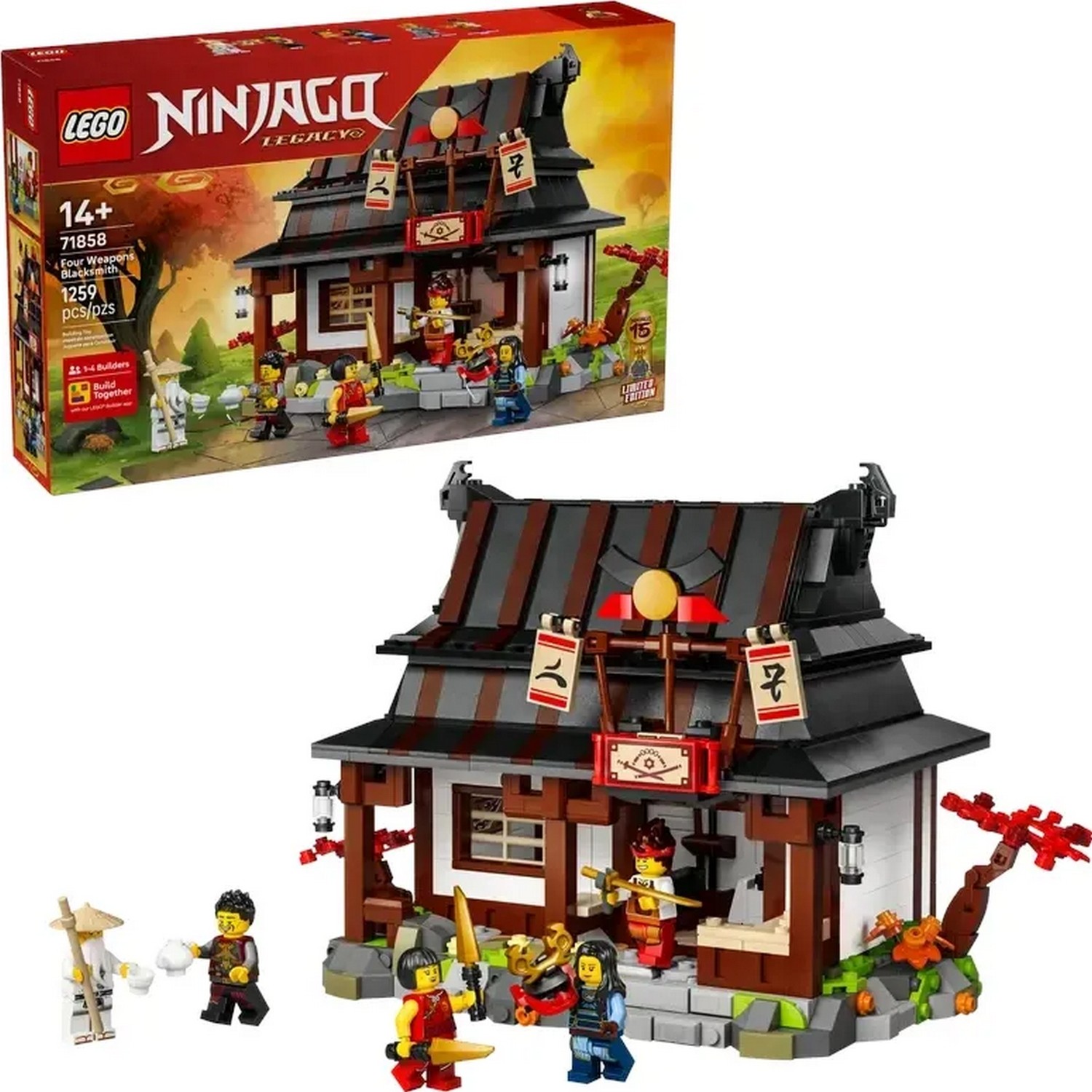 Klocki konstrukcyjne LEGO Ninjago 71858 Kuźnia Cztery Bronie - 15-lecie