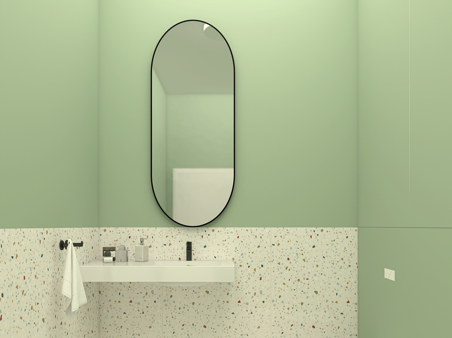 Lustro owalne w czarnej ramie aluminiowej 40x80cm